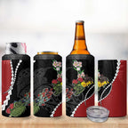 New Zealand Christmas 4 in 1 Can Cooler Tumbler Flora Map with Birds - Aussie Hoodie