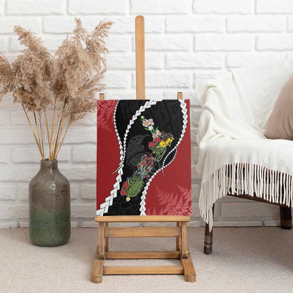 New Zealand Christmas Canvas Wall Art Flora Map with Birds - Aussie Hoodie