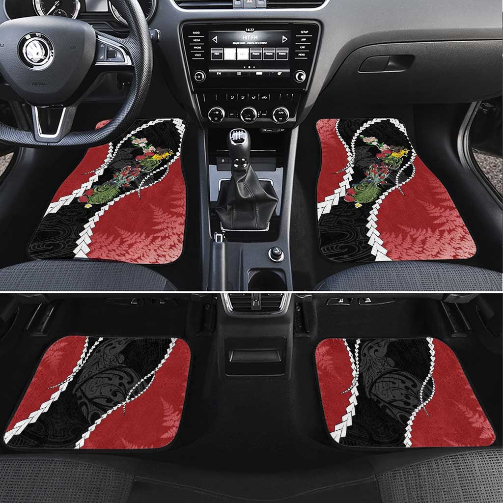 New Zealand Christmas Car Mats Flora Map with Birds - Aussie Hoodie