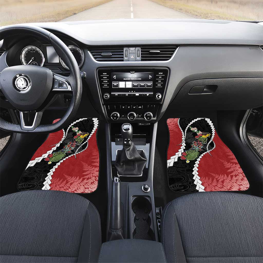 New Zealand Christmas Car Mats Flora Map with Birds - Aussie Hoodie