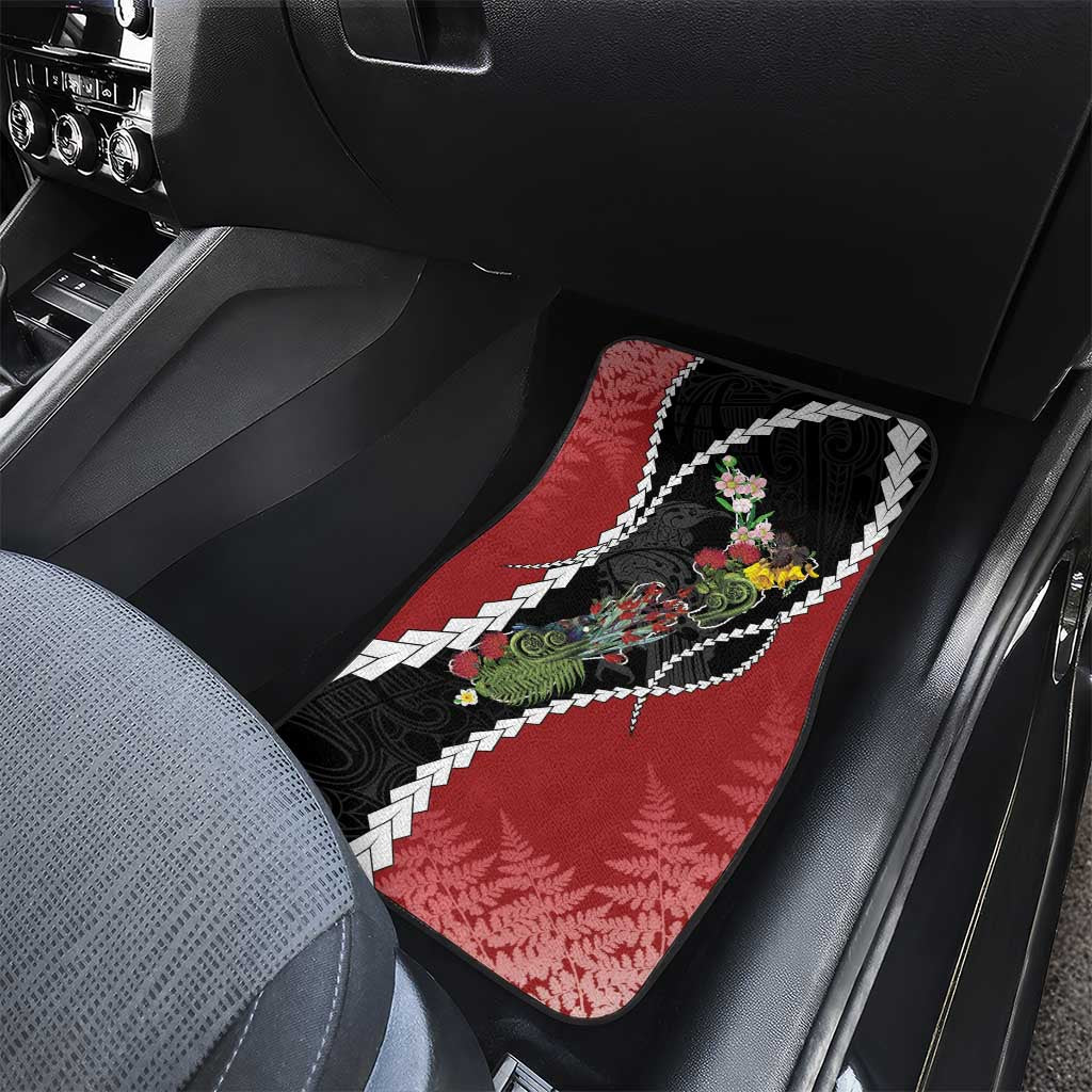 New Zealand Christmas Car Mats Flora Map with Birds - Aussie Hoodie