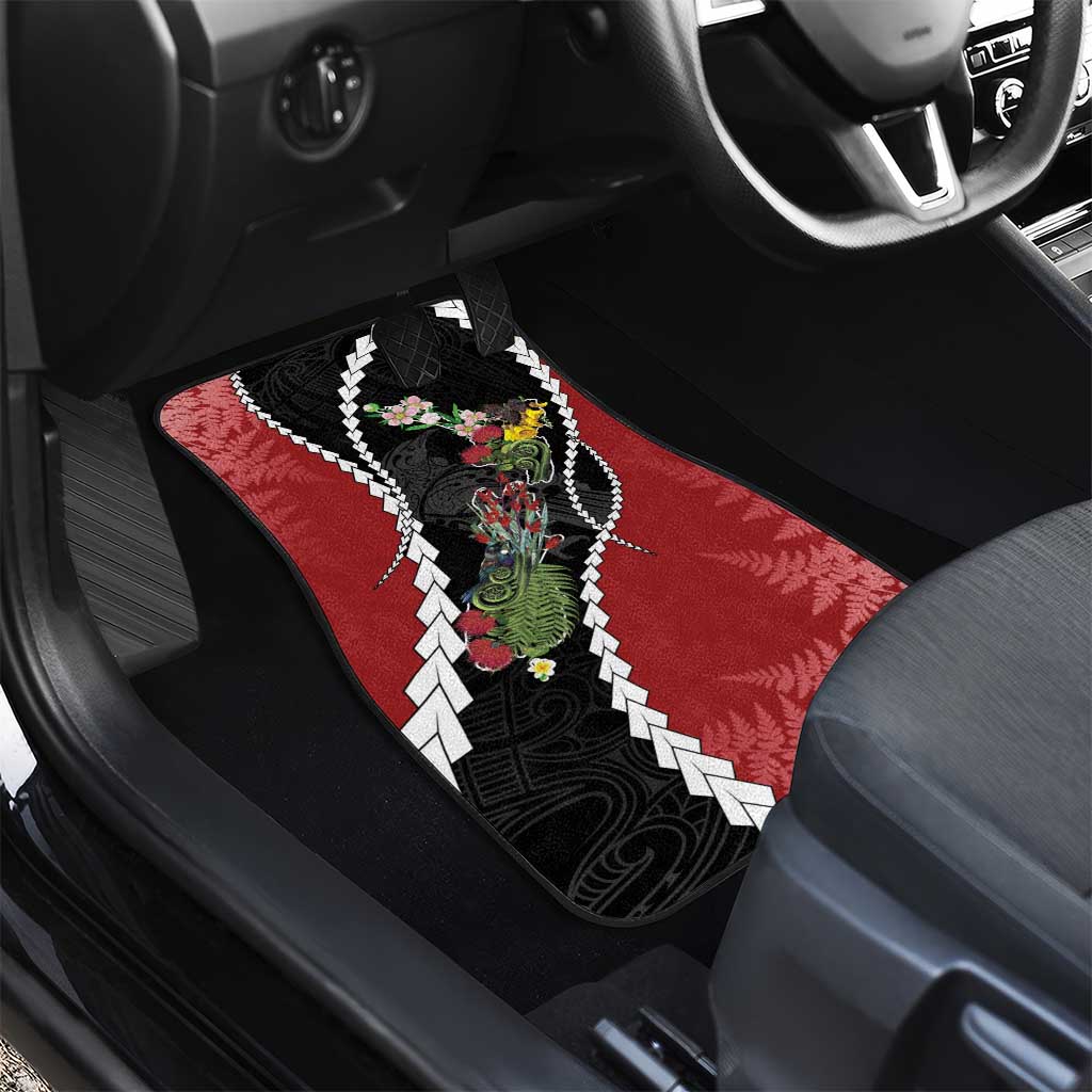New Zealand Christmas Car Mats Flora Map with Birds - Aussie Hoodie