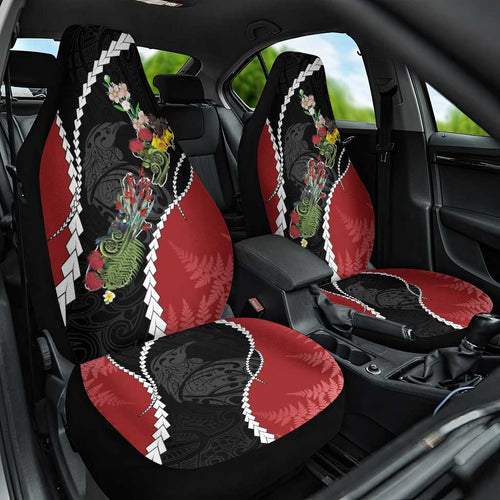 New Zealand Christmas Car Seat Cover Flora Map with Birds - Aussie Hoodie