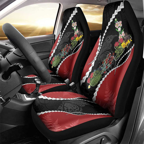 New Zealand Christmas Car Seat Cover Flora Map with Birds - Aussie Hoodie