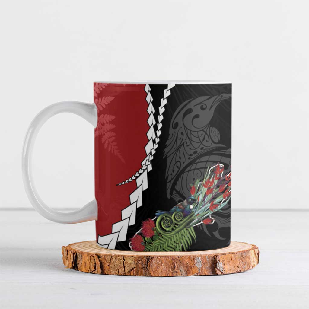 New Zealand Christmas Ceramic Mug Flora Map with Birds - Aussie Hoodie