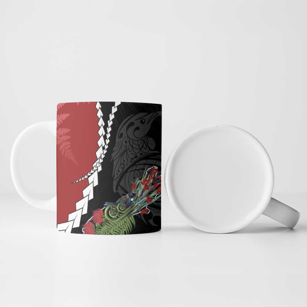 New Zealand Christmas Ceramic Mug Flora Map with Birds - Aussie Hoodie