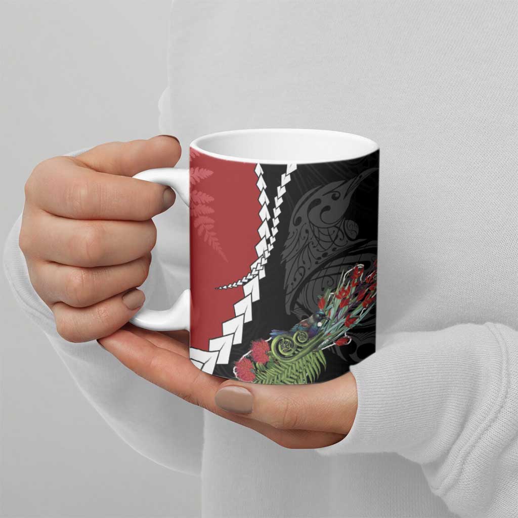 New Zealand Christmas Ceramic Mug Flora Map with Birds - Aussie Hoodie