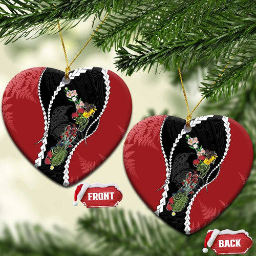 New Zealand Christmas Ceramic Ornament Flora Map with Birds - Aussie Hoodie