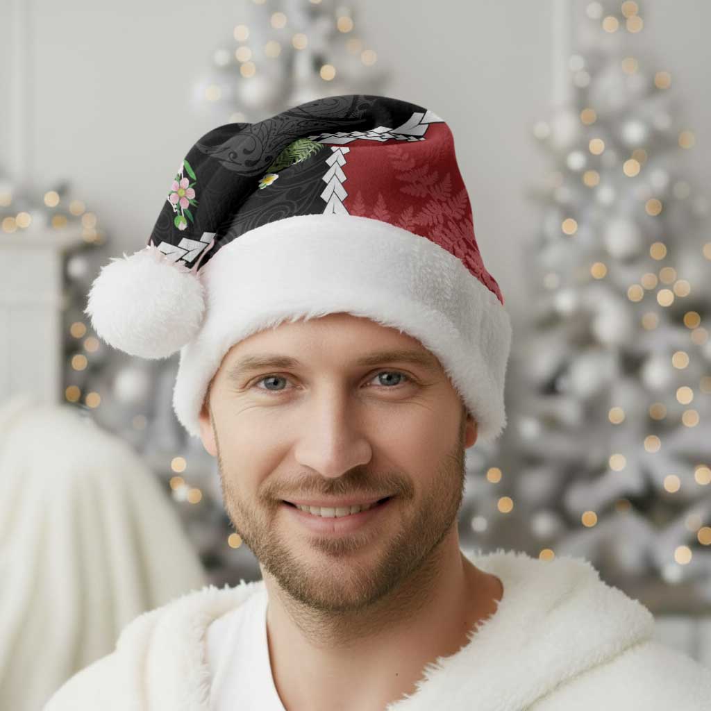 New Zealand Christmas Santa Hat Flora Map with Birds - Aussie Hoodie