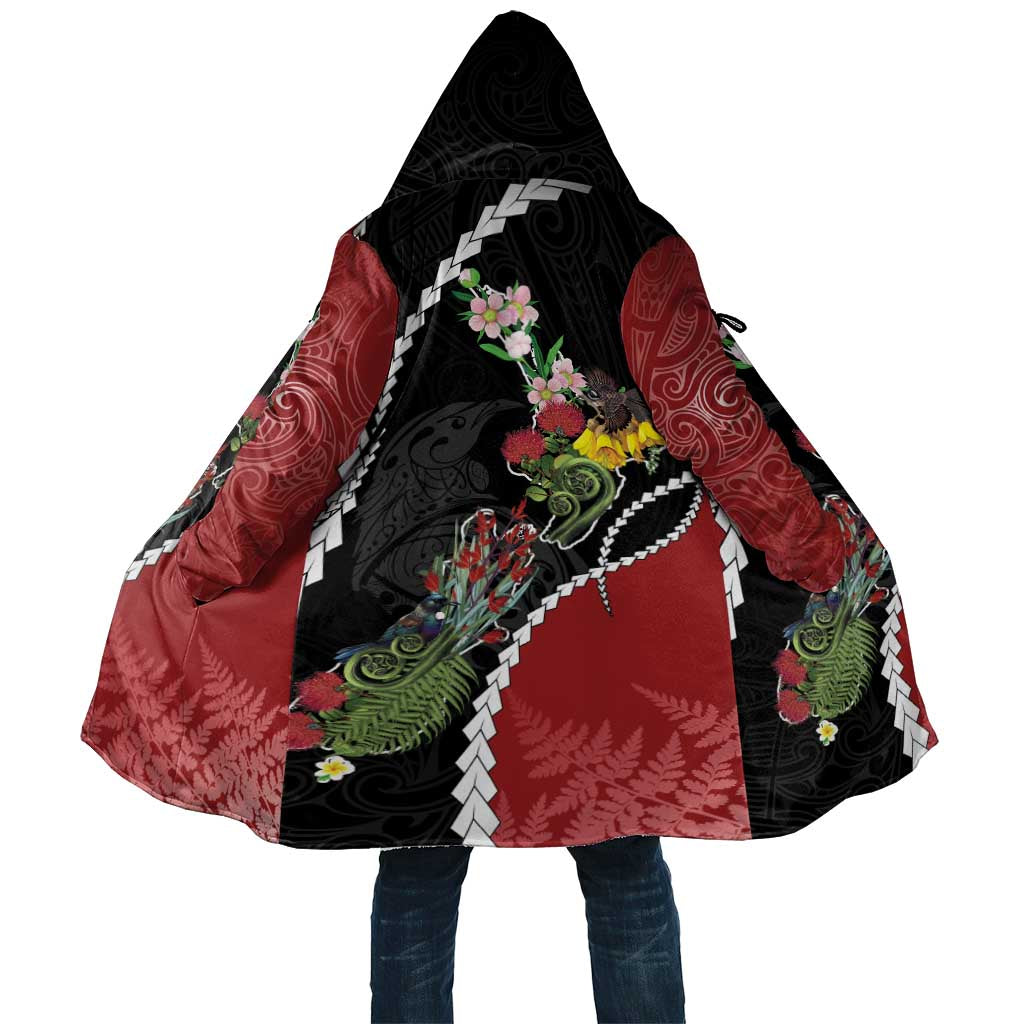 New Zealand Christmas Cloak Flora Map with Birds - Aussie Hoodie