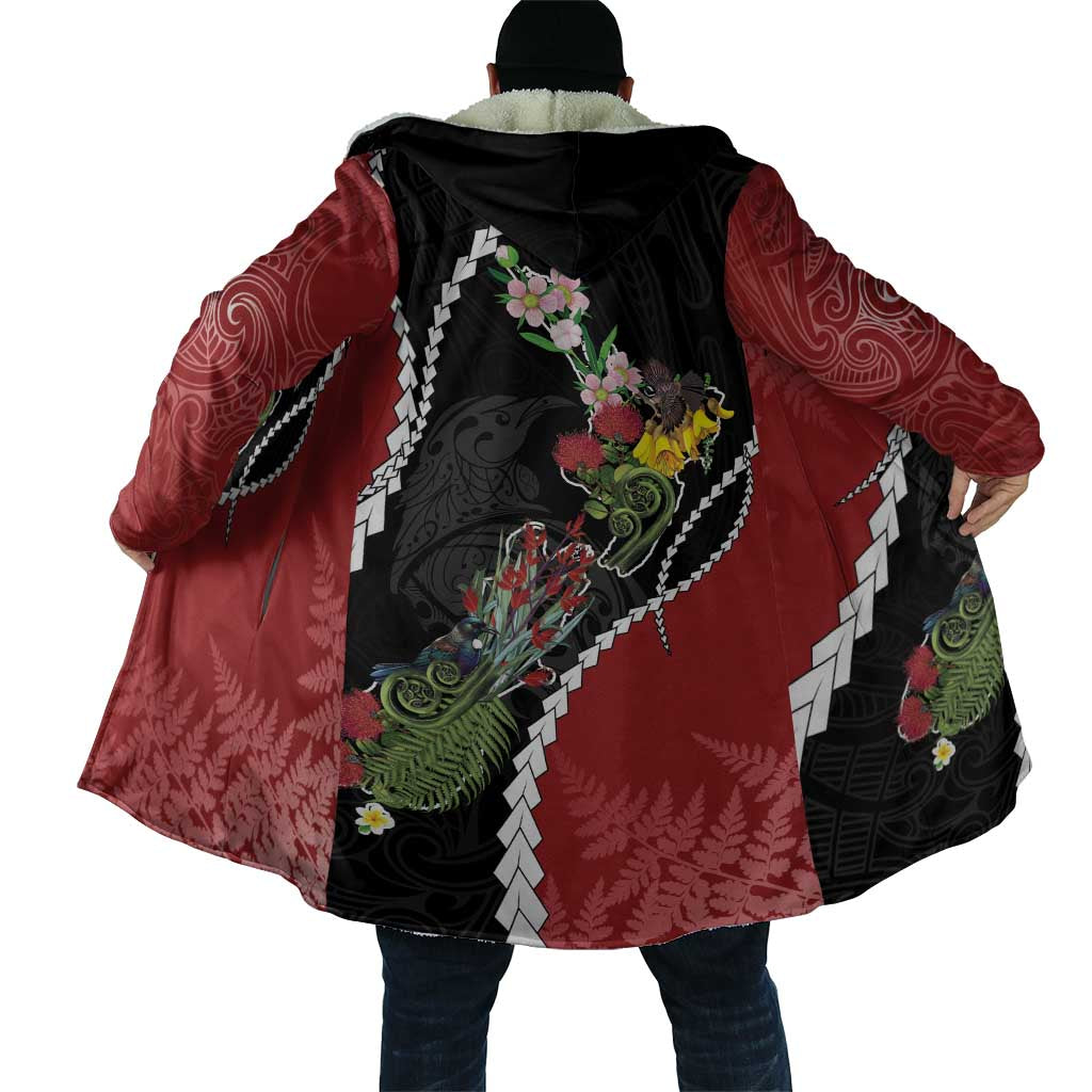 New Zealand Christmas Cloak Flora Map with Birds - Aussie Hoodie