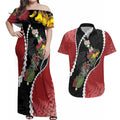 New Zealand Christmas Couples Matching Off Shoulder Maxi Dress and Hawaiian Shirt Flora Map with Birds - Aussie Hoodie