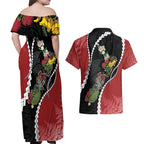 New Zealand Christmas Couples Matching Off Shoulder Maxi Dress and Hawaiian Shirt Flora Map with Birds - Aussie Hoodie