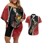 New Zealand Christmas Couples Matching Off Shoulder Short Dress and Hawaiian Shirt Flora Map with Birds - Aussie Hoodie