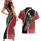 New Zealand Christmas Couples Matching Short Sleeve Bodycon Dress and Hawaiian Shirt Flora Map with Birds - Aussie Hoodie