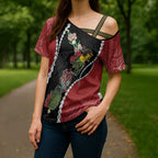 New Zealand Christmas Cross Shoulder Shirt Flora Map with Birds - Aussie Hoodie