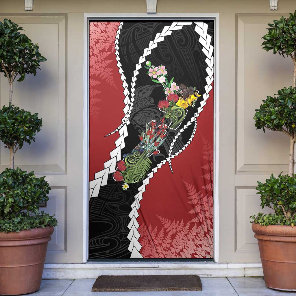 New Zealand Christmas Door Cover Flora Map with Birds - Aussie Hoodie