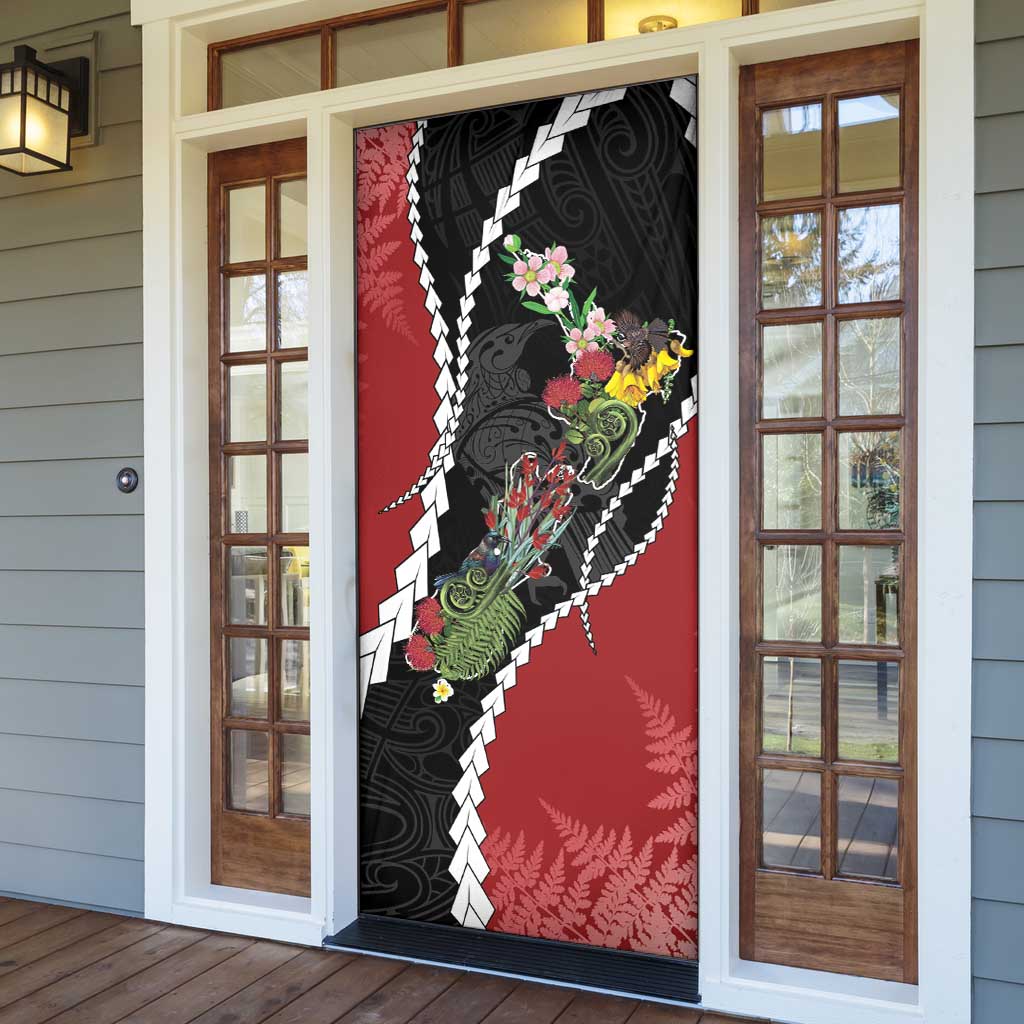 New Zealand Christmas Door Cover Flora Map with Birds - Aussie Hoodie