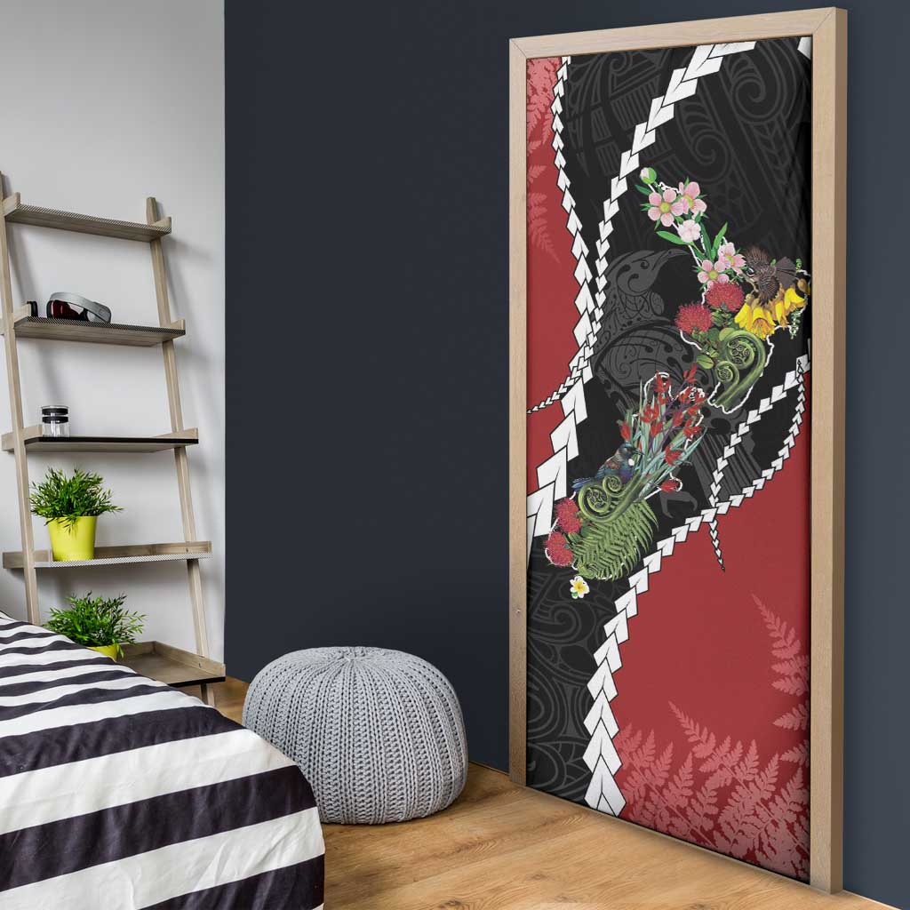 New Zealand Christmas Door Cover Flora Map with Birds - Aussie Hoodie