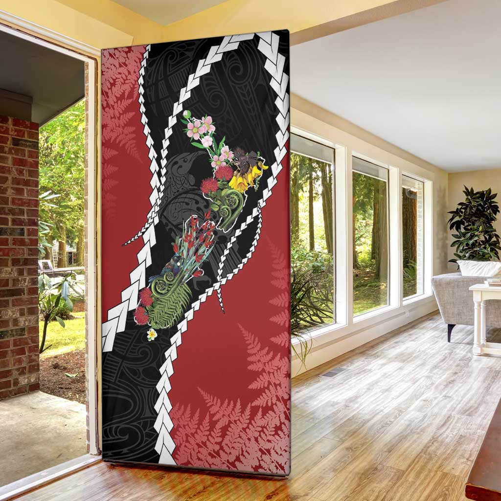 New Zealand Christmas Door Cover Flora Map with Birds - Aussie Hoodie