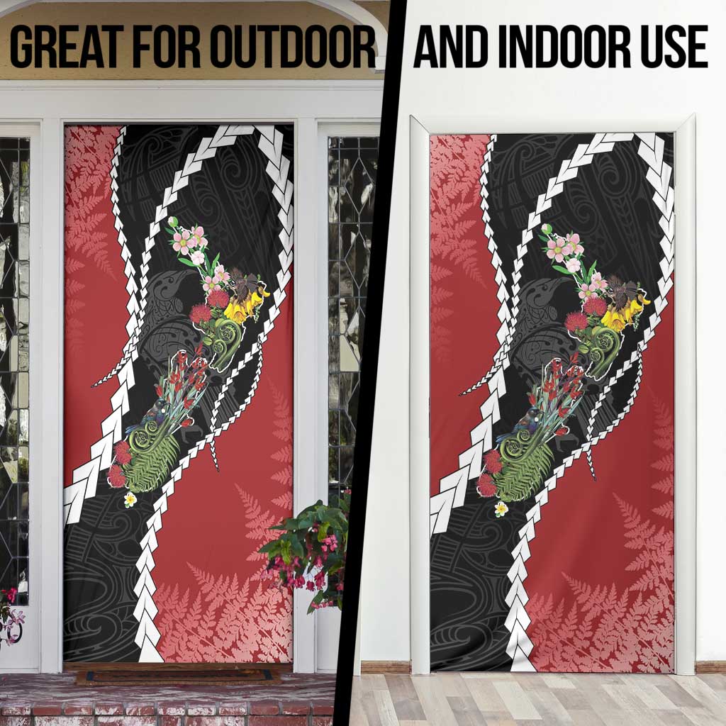 New Zealand Christmas Door Cover Flora Map with Birds - Aussie Hoodie