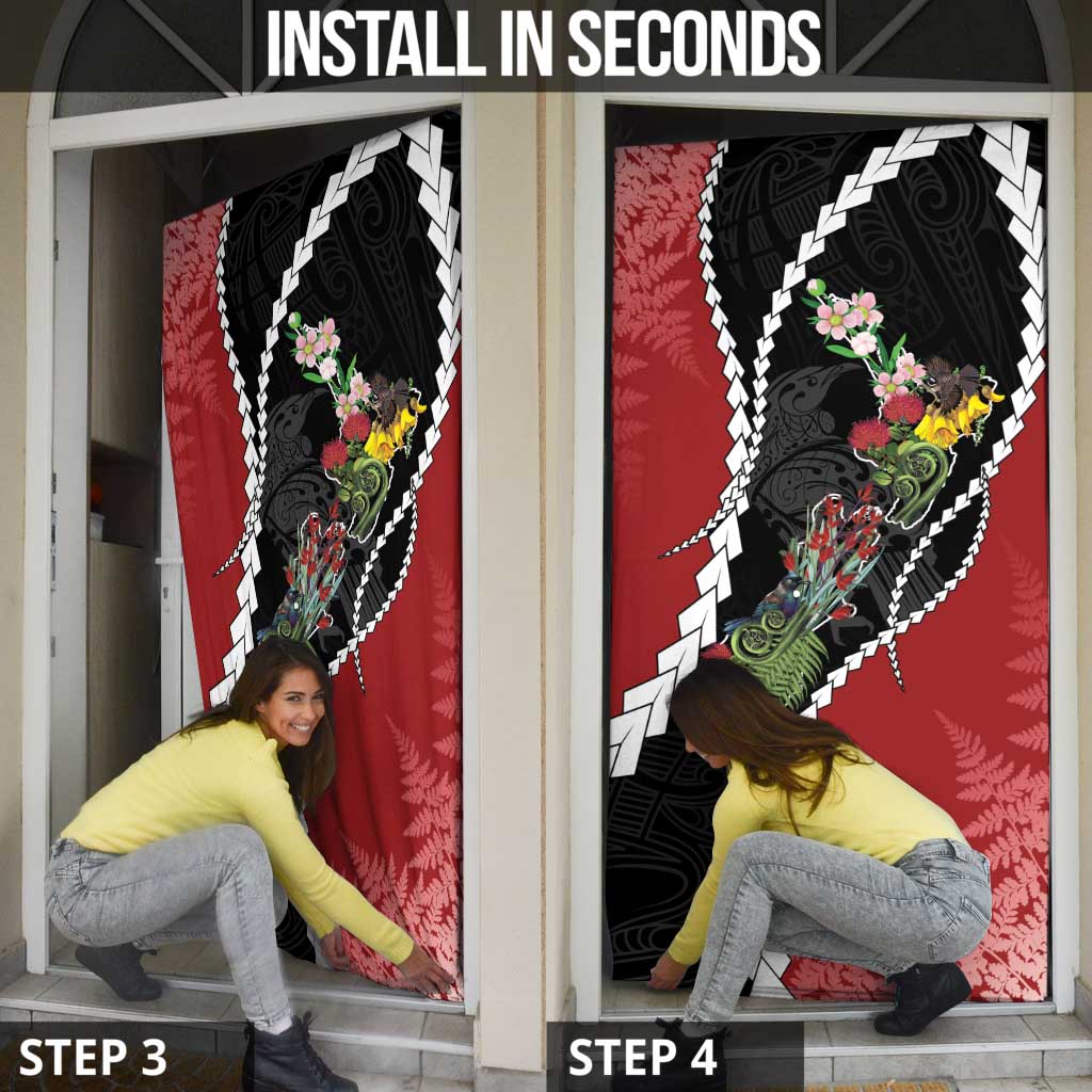 New Zealand Christmas Door Cover Flora Map with Birds - Aussie Hoodie