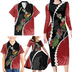 New Zealand Christmas Family Matching Long Sleeve Bodycon Dress and Hawaiian Shirt Flora Map with Birds - Aussie Hoodie