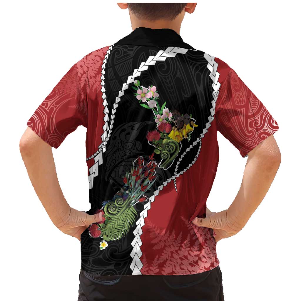 New Zealand Christmas Family Matching Mermaid Dress and Hawaiian Shirt Flora Map with Birds - Aussie Hoodie