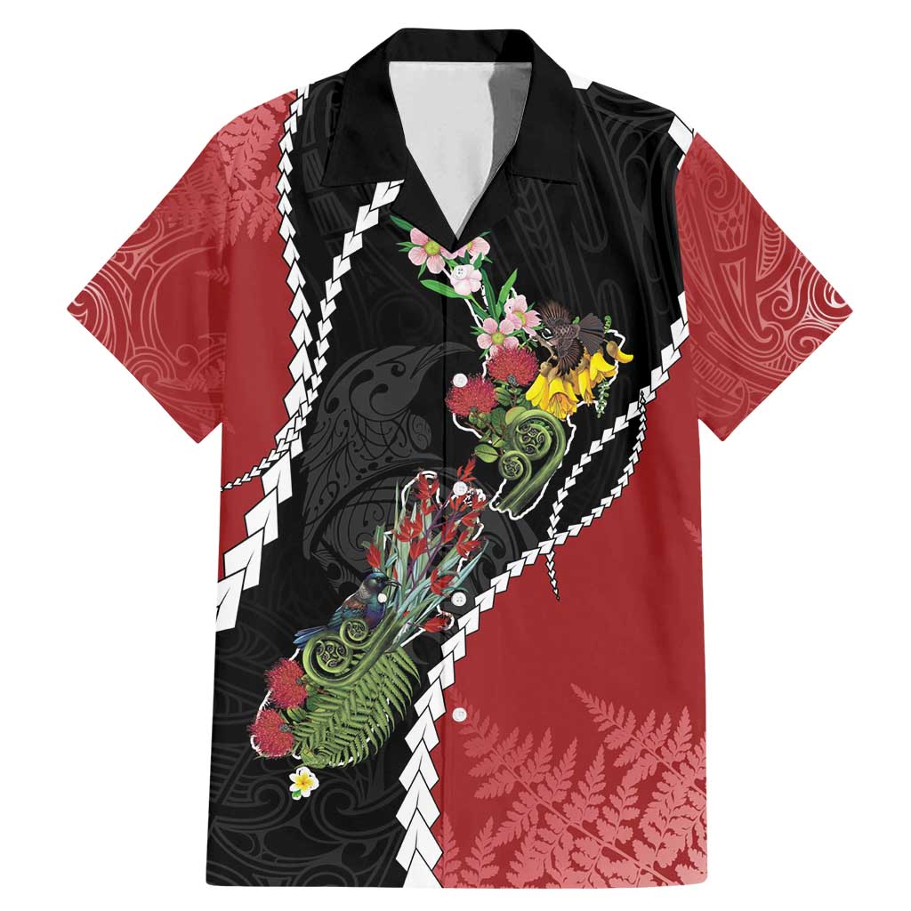 New Zealand Christmas Family Matching Mermaid Dress and Hawaiian Shirt Flora Map with Birds - Aussie Hoodie