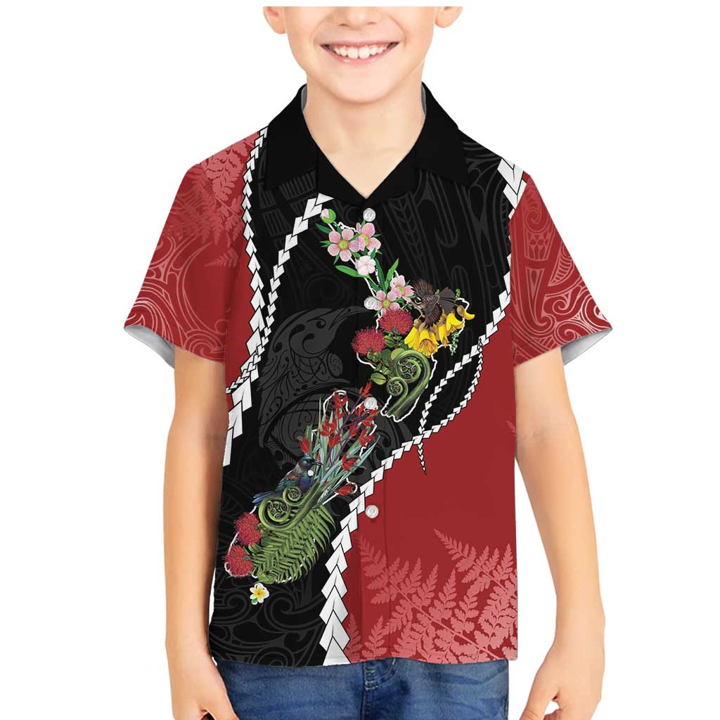 New Zealand Christmas Family Matching Mermaid Dress and Hawaiian Shirt Flora Map with Birds - Aussie Hoodie
