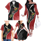 New Zealand Christmas Family Matching Off The Shoulder Long Sleeve Dress and Hawaiian Shirt Flora Map with Birds - Aussie Hoodie