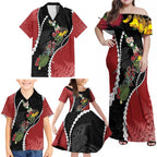 New Zealand Christmas Family Matching Off Shoulder Maxi Dress and Hawaiian Shirt Flora Map with Birds - Aussie Hoodie