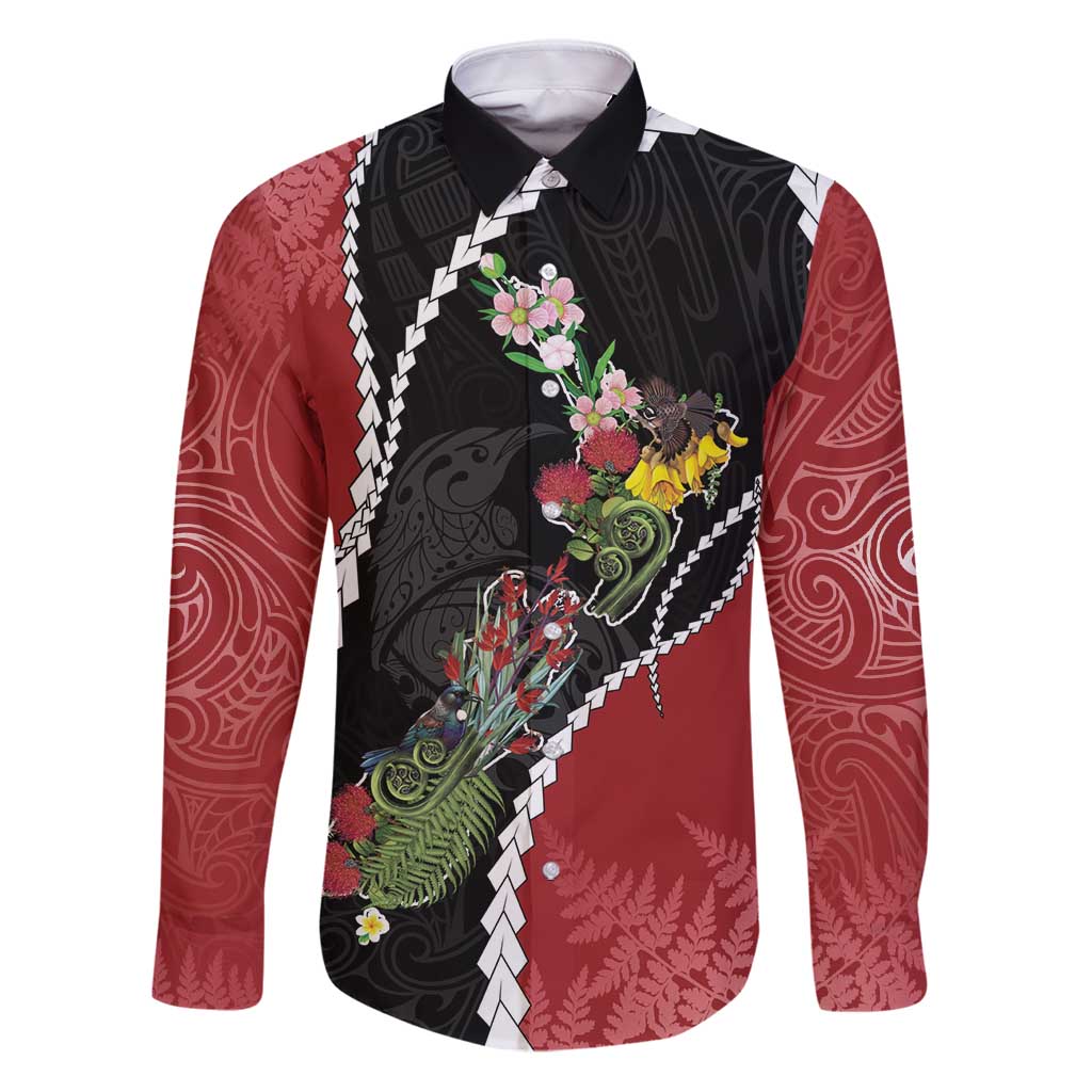 New Zealand Christmas Family Matching Puletasi and Hawaiian Shirt Flora Map with Birds - Aussie Hoodie