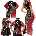 New Zealand Christmas Family Matching Short Sleeve Bodycon Dress and Hawaiian Shirt Flora Map with Birds - Aussie Hoodie