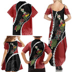 New Zealand Christmas Family Matching Summer Maxi Dress and Hawaiian Shirt Flora Map with Birds - Aussie Hoodie