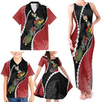 New Zealand Christmas Family Matching Tank Maxi Dress and Hawaiian Shirt Flora Map with Birds - Aussie Hoodie