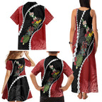 New Zealand Christmas Family Matching Tank Maxi Dress and Hawaiian Shirt Flora Map with Birds - Aussie Hoodie