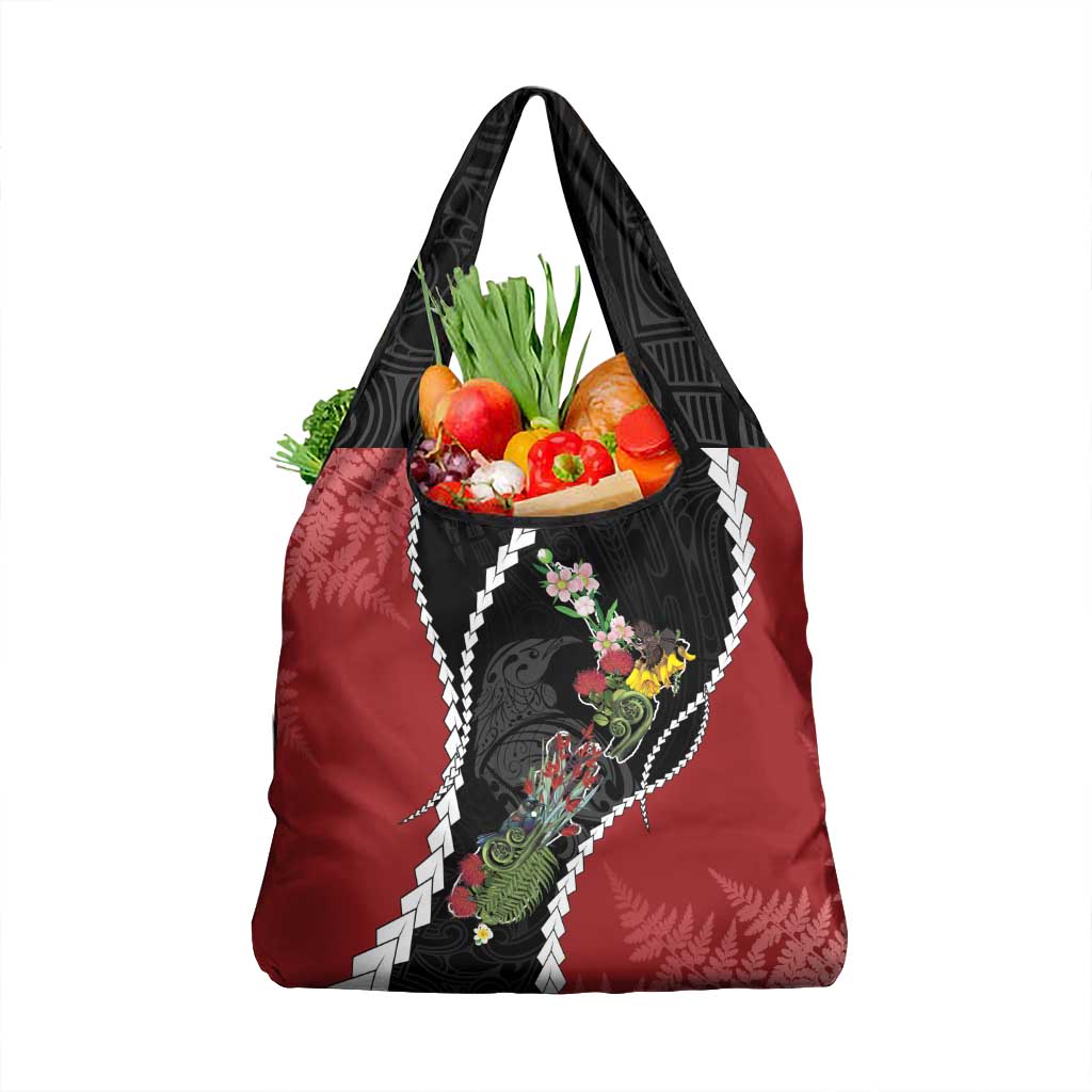 New Zealand Christmas Grocery Bag Flora Map with Birds - Aussie Hoodie