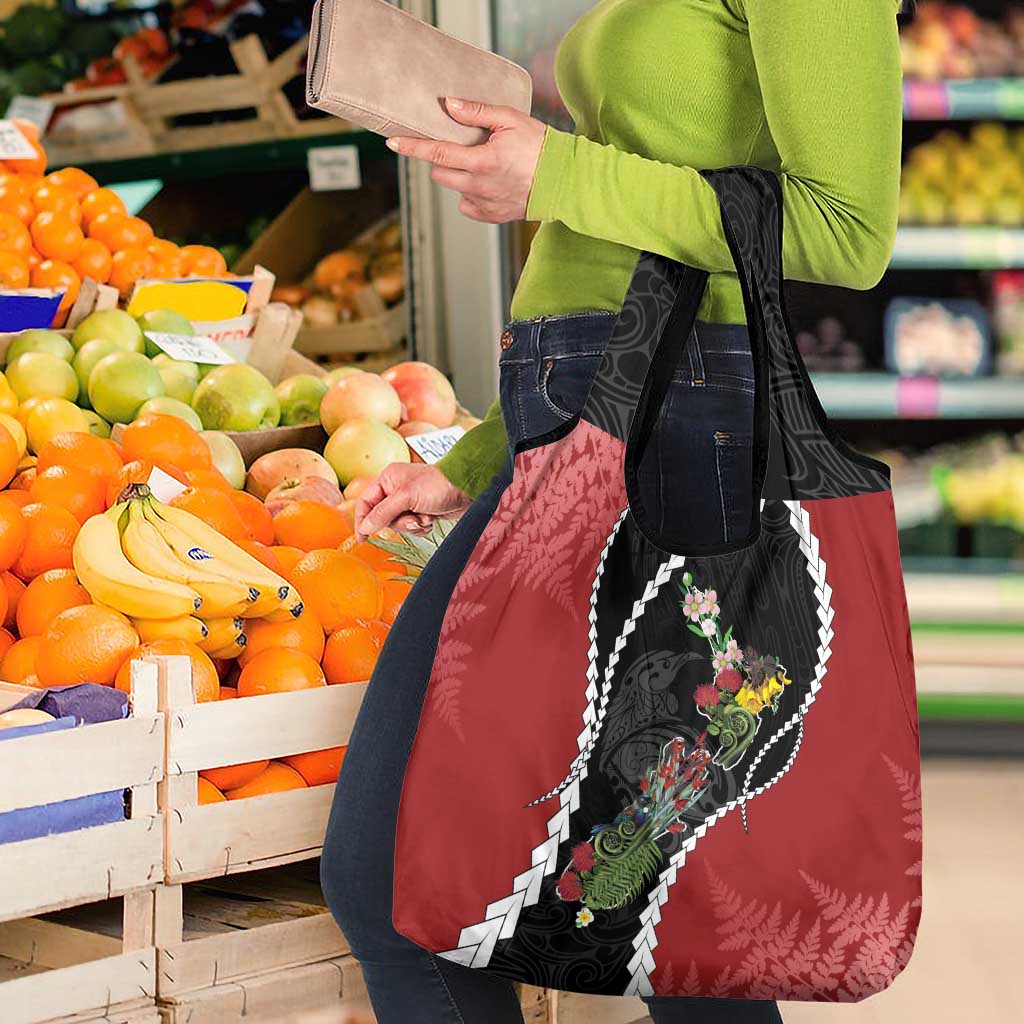 New Zealand Christmas Grocery Bag Flora Map with Birds - Aussie Hoodie