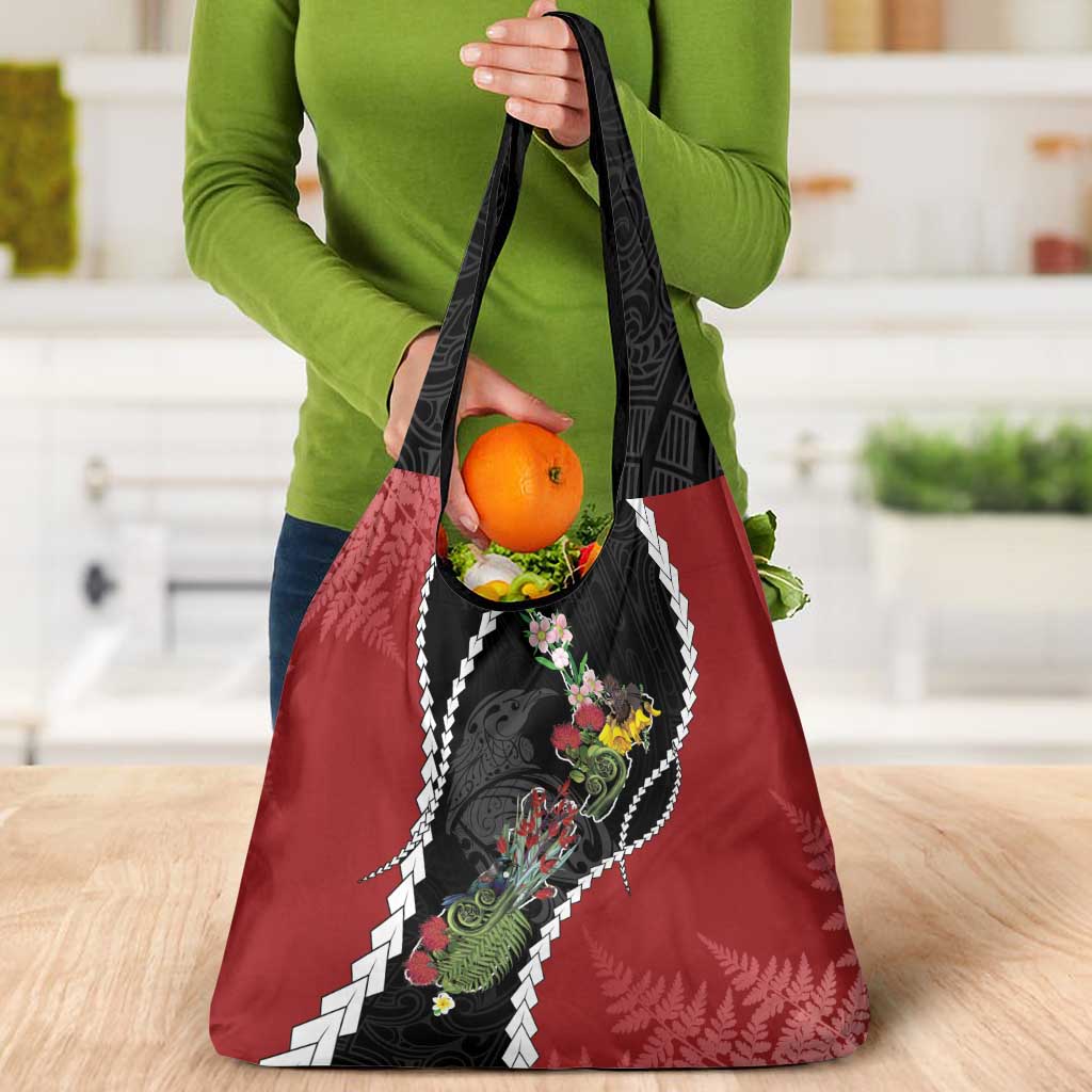 New Zealand Christmas Grocery Bag Flora Map with Birds - Aussie Hoodie