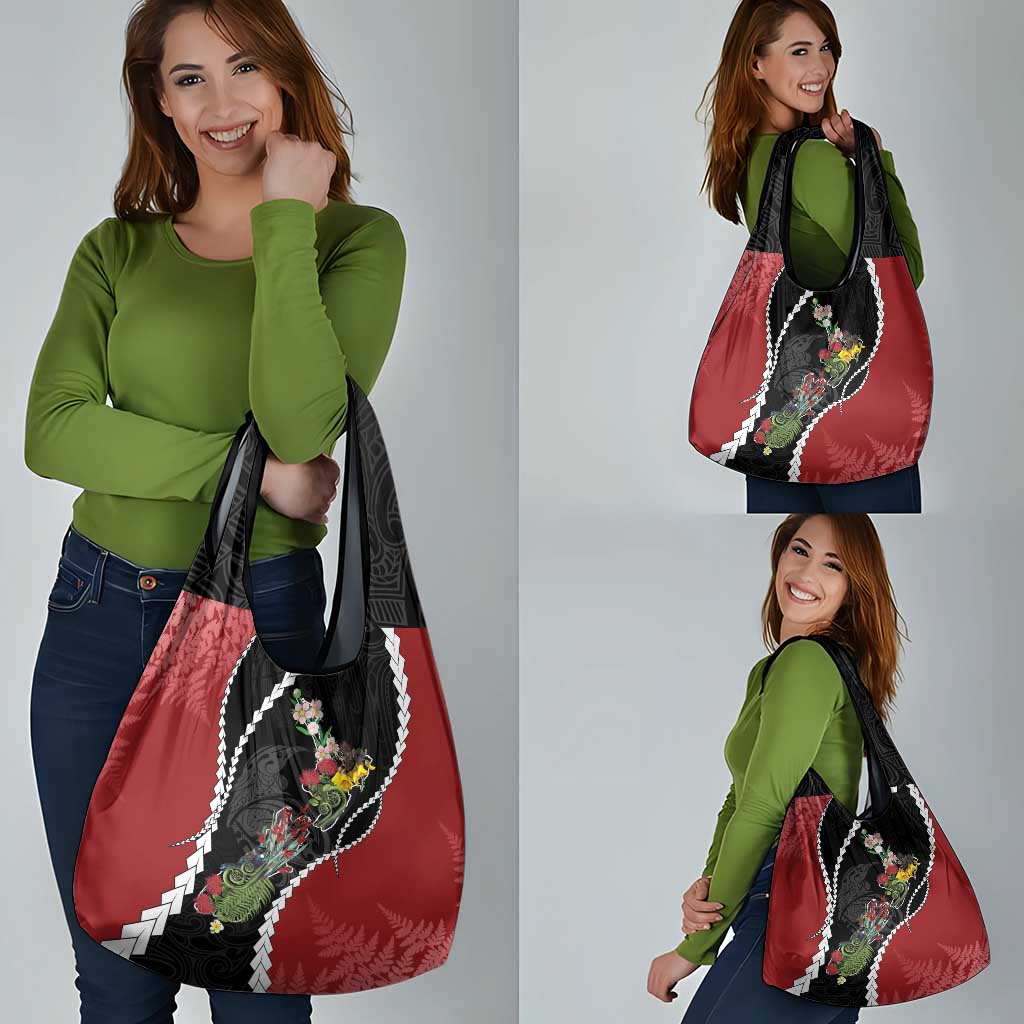 New Zealand Christmas Grocery Bag Flora Map with Birds - Aussie Hoodie