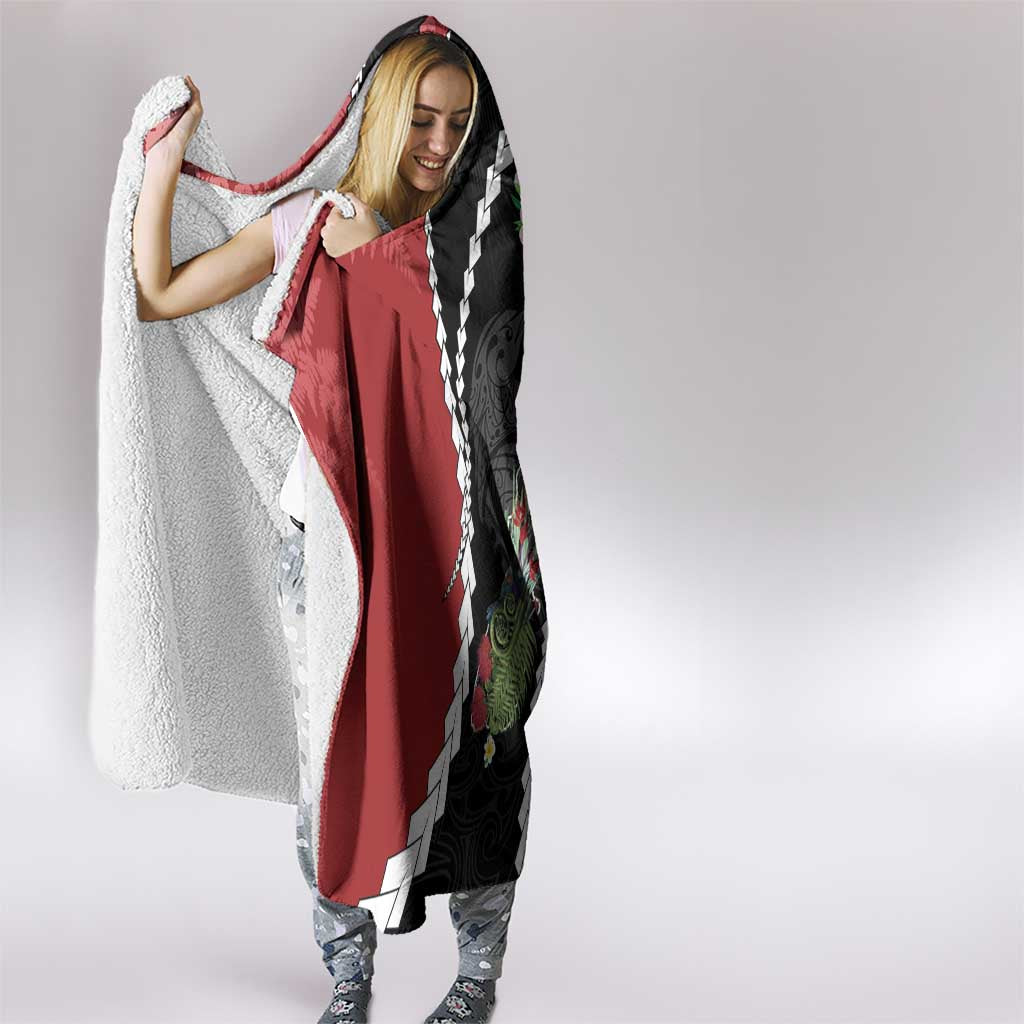 New Zealand Christmas Hooded Blanket Flora Map with Birds - Aussie Hoodie