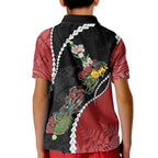 New Zealand Christmas Kid Polo Shirt Flora Map with Birds - Aussie Hoodie