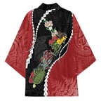 New Zealand Christmas Kimono Flora Map with Birds - Aussie Hoodie