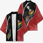 New Zealand Christmas Kimono Flora Map with Birds - Aussie Hoodie