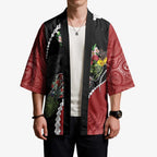 New Zealand Christmas Kimono Flora Map with Birds - Aussie Hoodie