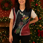 New Zealand Christmas Knitted V-Neck Vest Flora Map with Birds - Aussie Hoodie