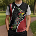 New Zealand Christmas Knitted V-Neck Vest Flora Map with Birds - Aussie Hoodie