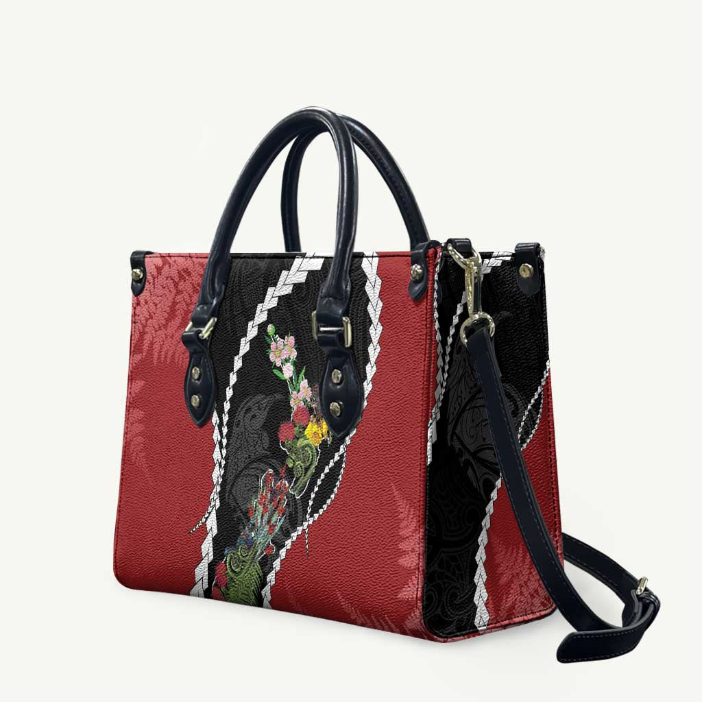 New Zealand Christmas Leather Bag Flora Map with Birds - Aussie Hoodie