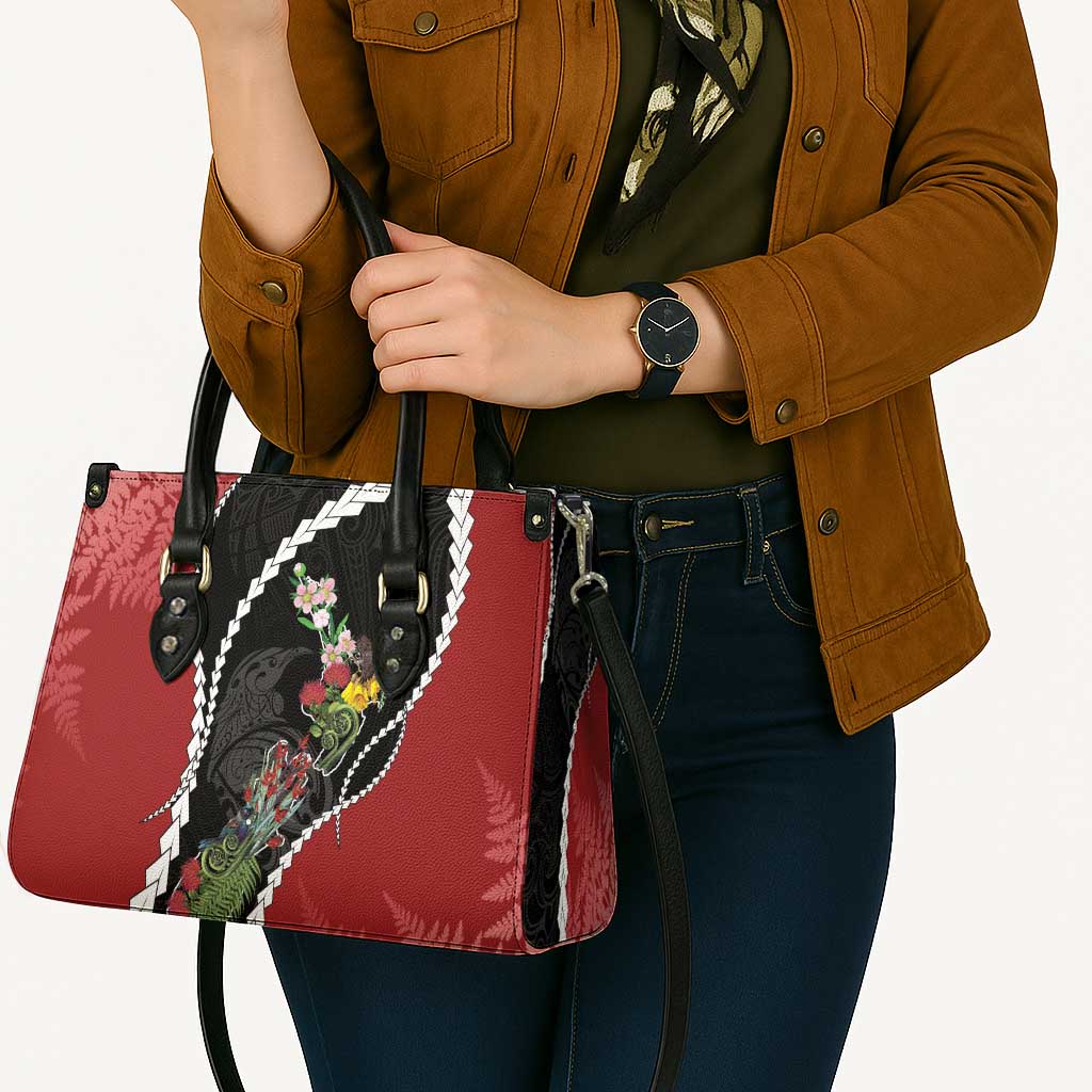 New Zealand Christmas Leather Bag Flora Map with Birds - Aussie Hoodie